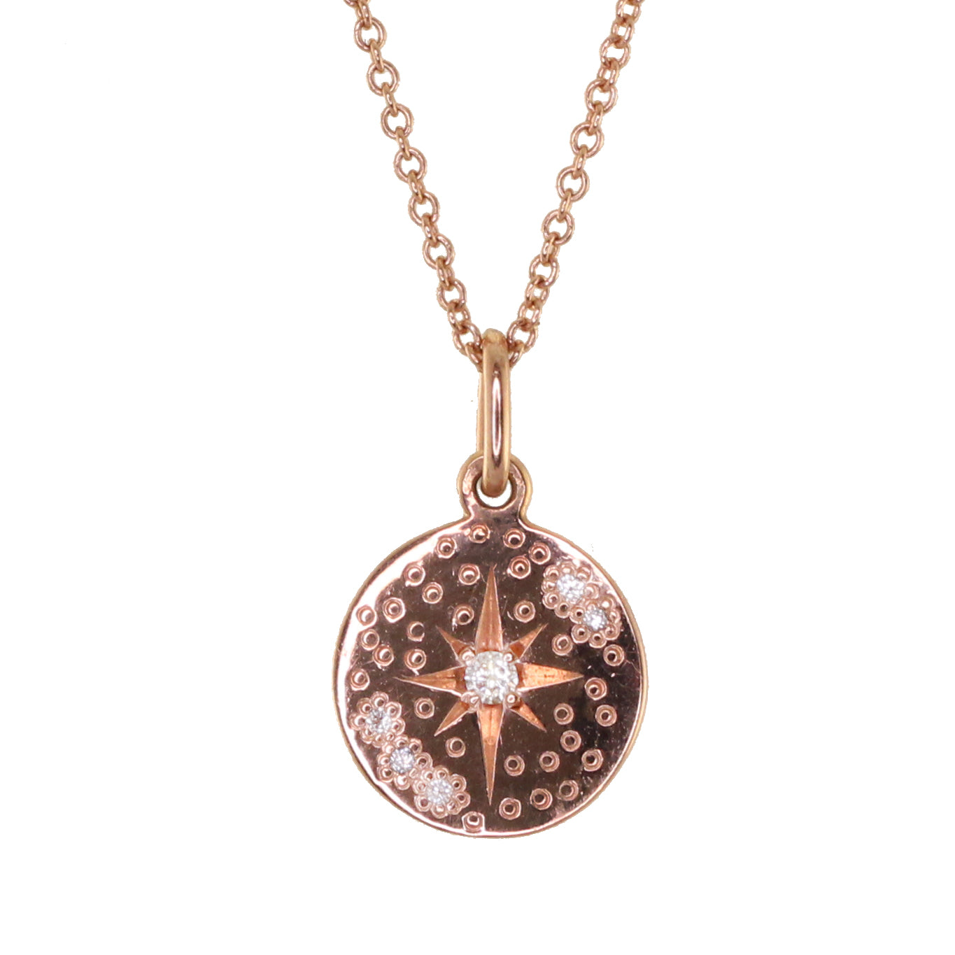 14kt gold and diamond starburst hammered mini disk necklace - Luna Skye