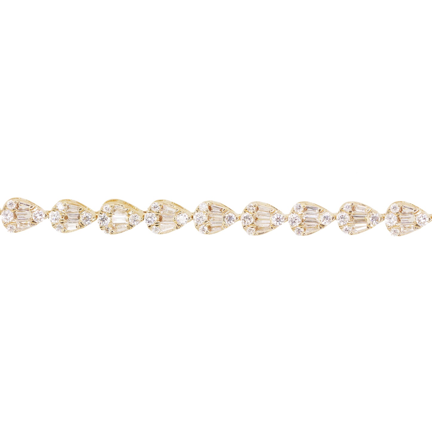 14kt gold full teardrop baguette diamond bracelet - Luna Skye