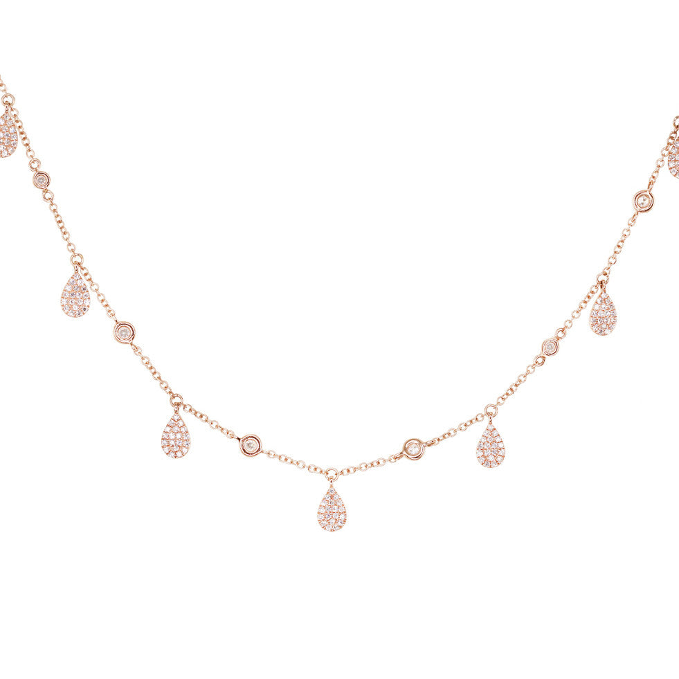 14kt gold teardrop diamond drip choker necklace - Luna Skye