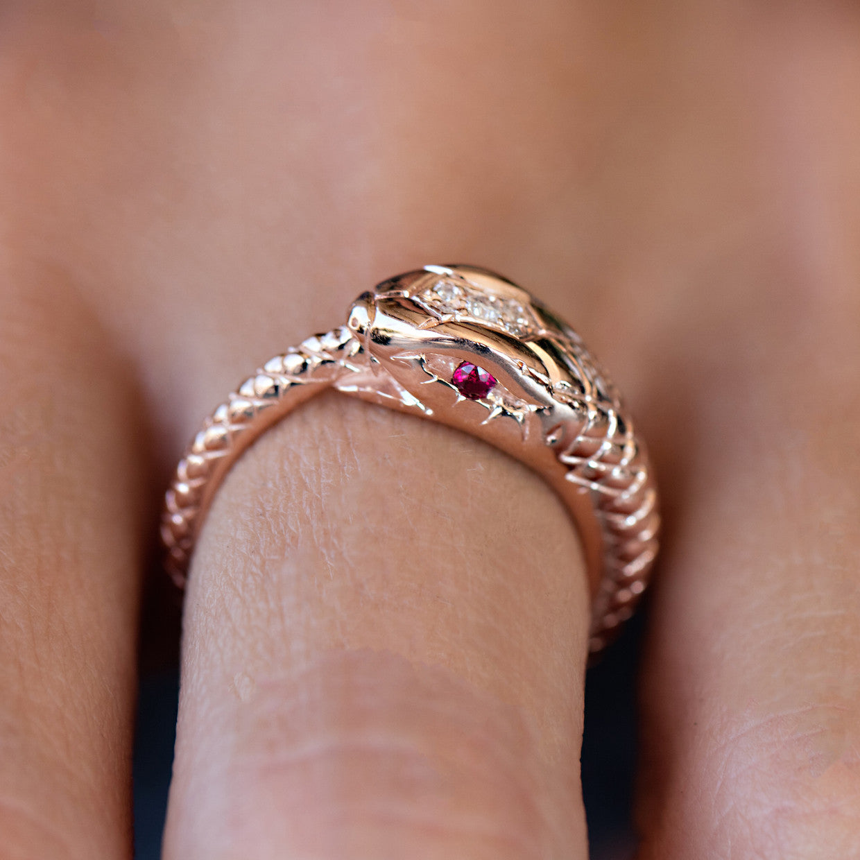 14kt gold and diamond head snake ring - Luna Skye