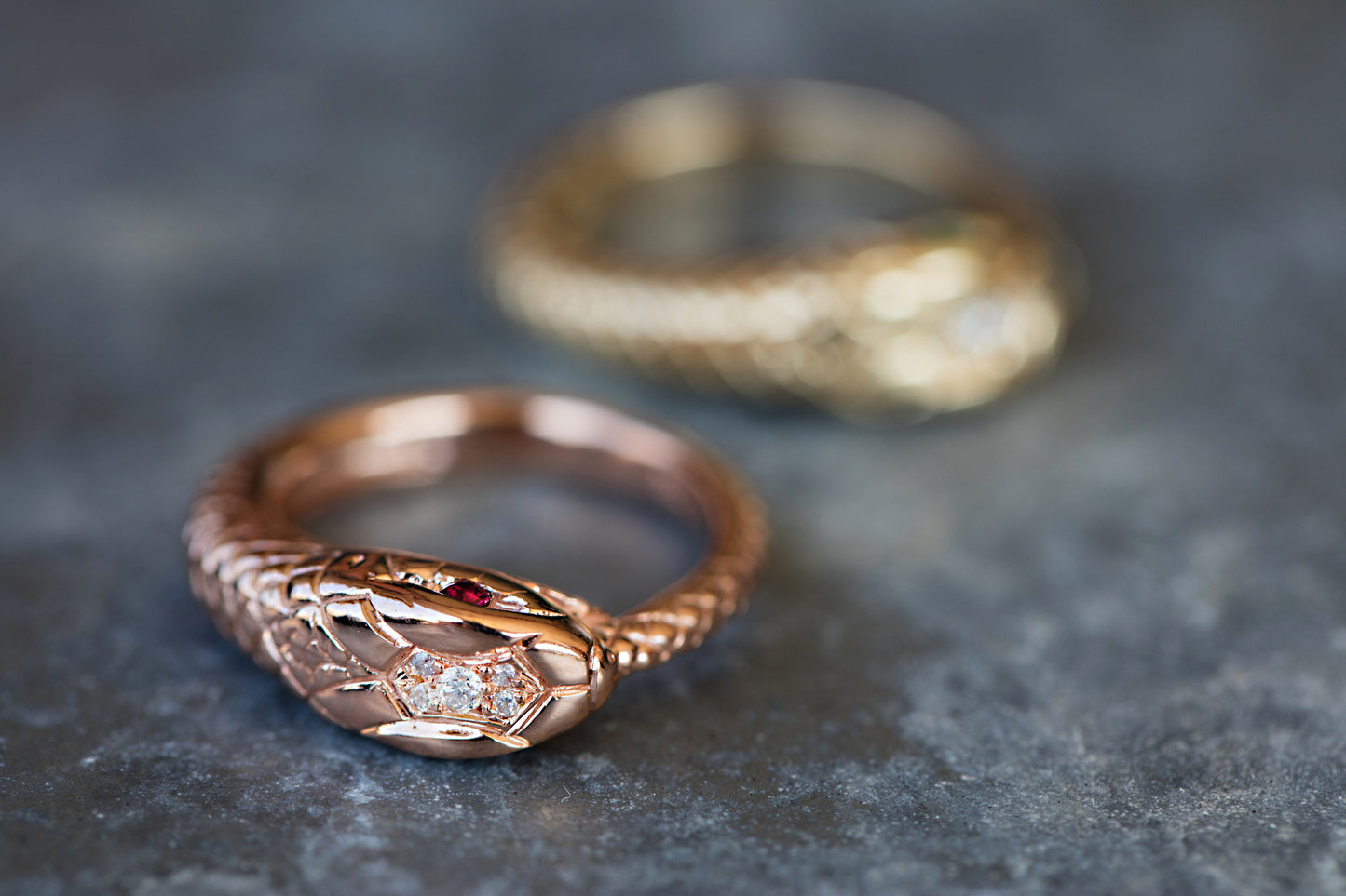 14kt gold and diamond head snake ring - Luna Skye