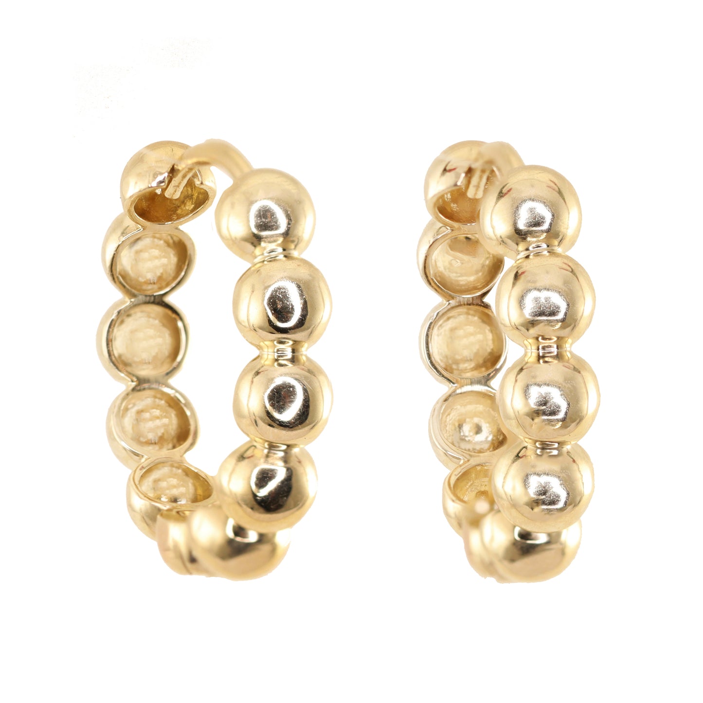 14kt gold beaded hoop