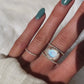 14kt gold and diamond Double Band Moonstone ring