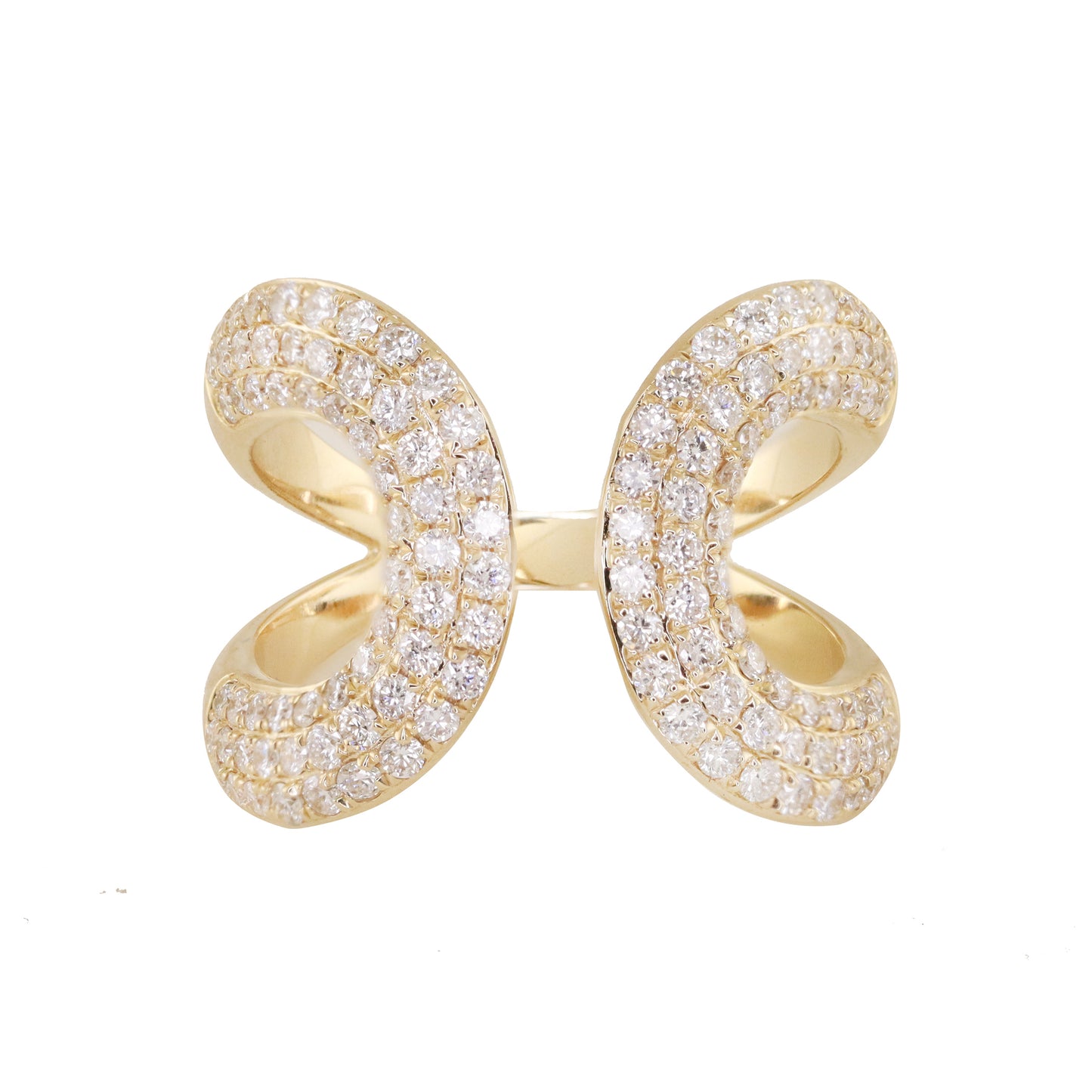 14kt gold and diamond double horseshoe ring