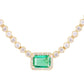 14kt gold and diamond emerald bezel necklace