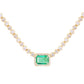 14kt gold and diamond emerald bezel necklace