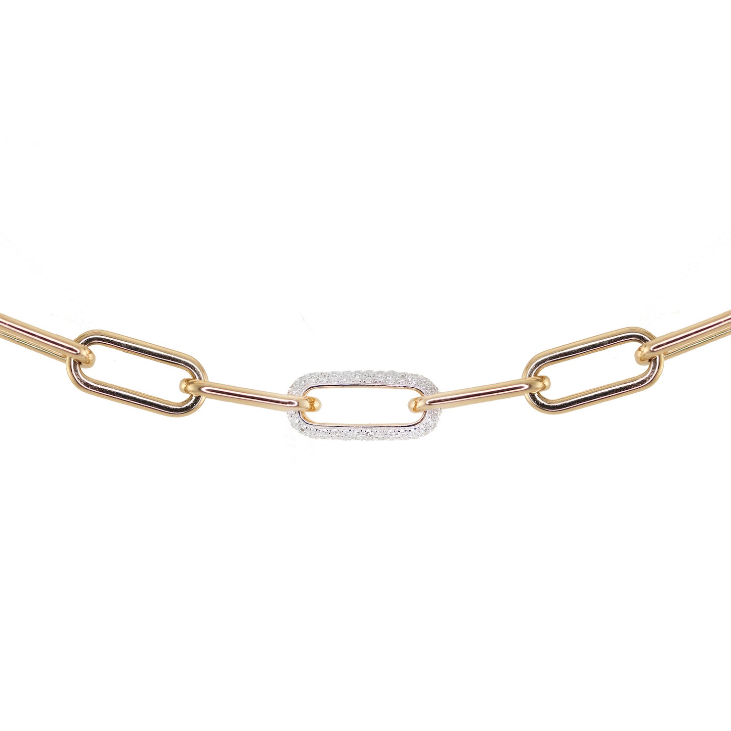 14kt gold grande diamond link paperclip bracelet