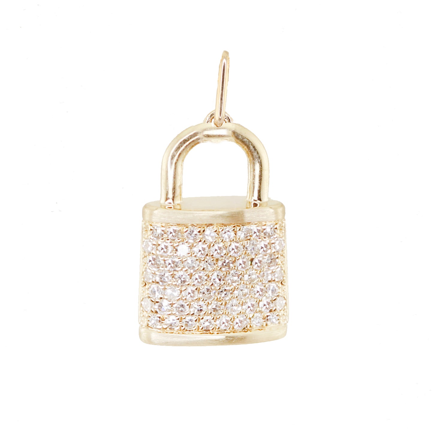 14kt gold full diamond love lock charm