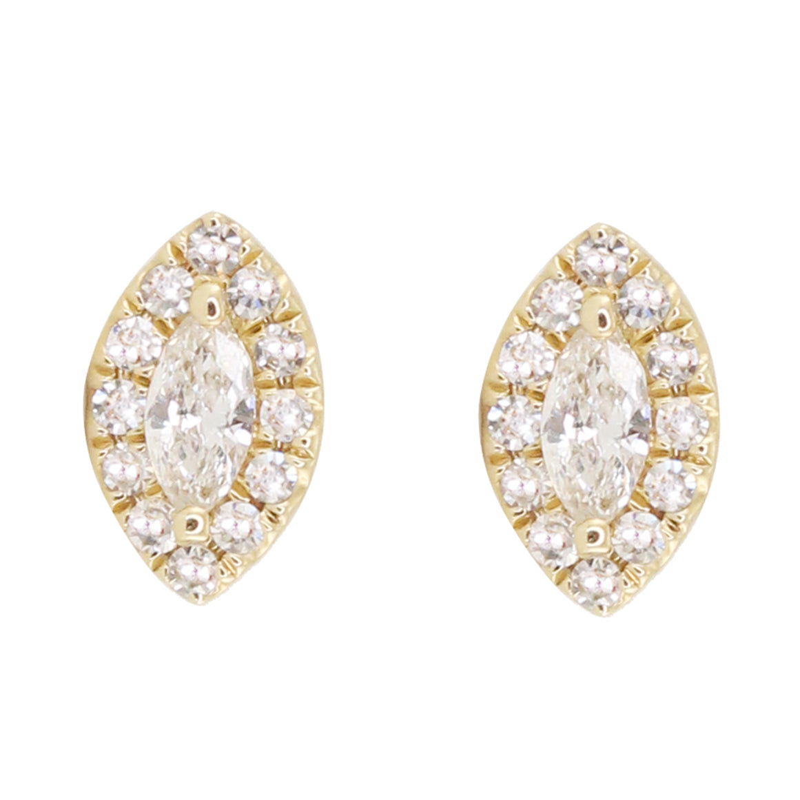 14kt gold and diamond mini marquise studs