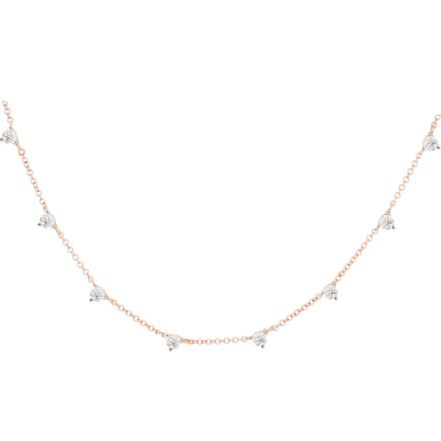 14kt gold spaced diamond prong choker necklace
