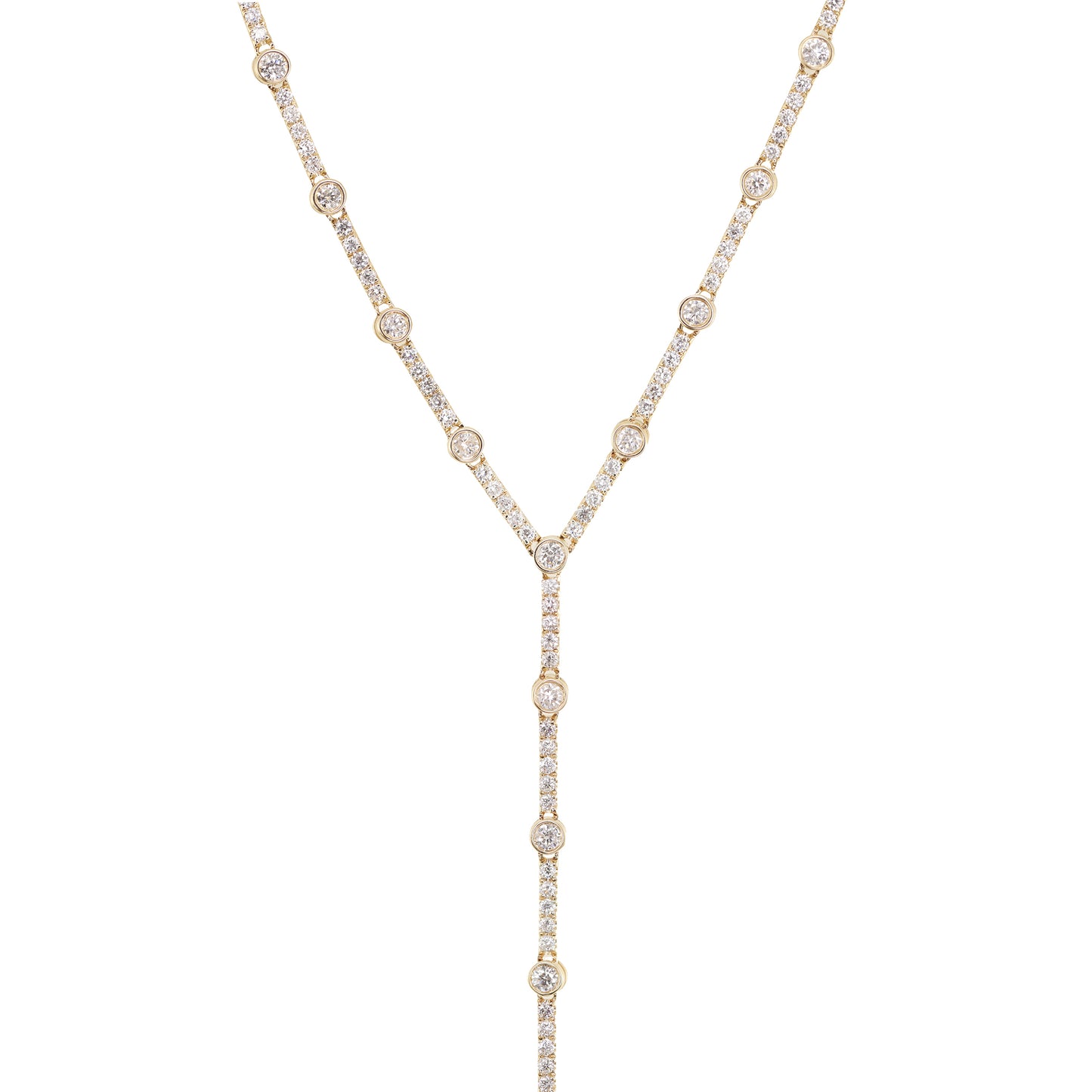 14kt gold diamond section lariat necklace