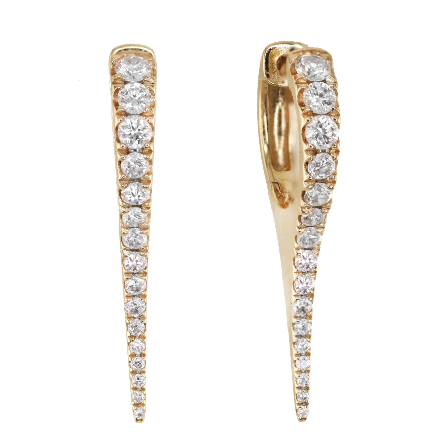 14kt gold diamond spike hoop