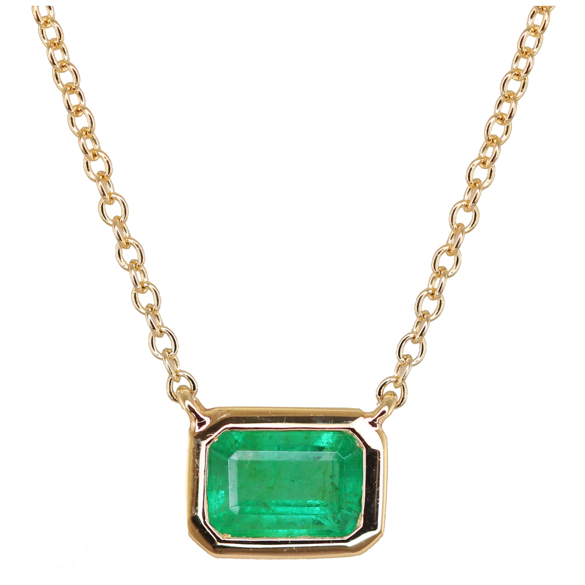 Emerald bezel best sale necklace