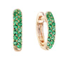 14kt gold and emerald wide two row rounded hoops