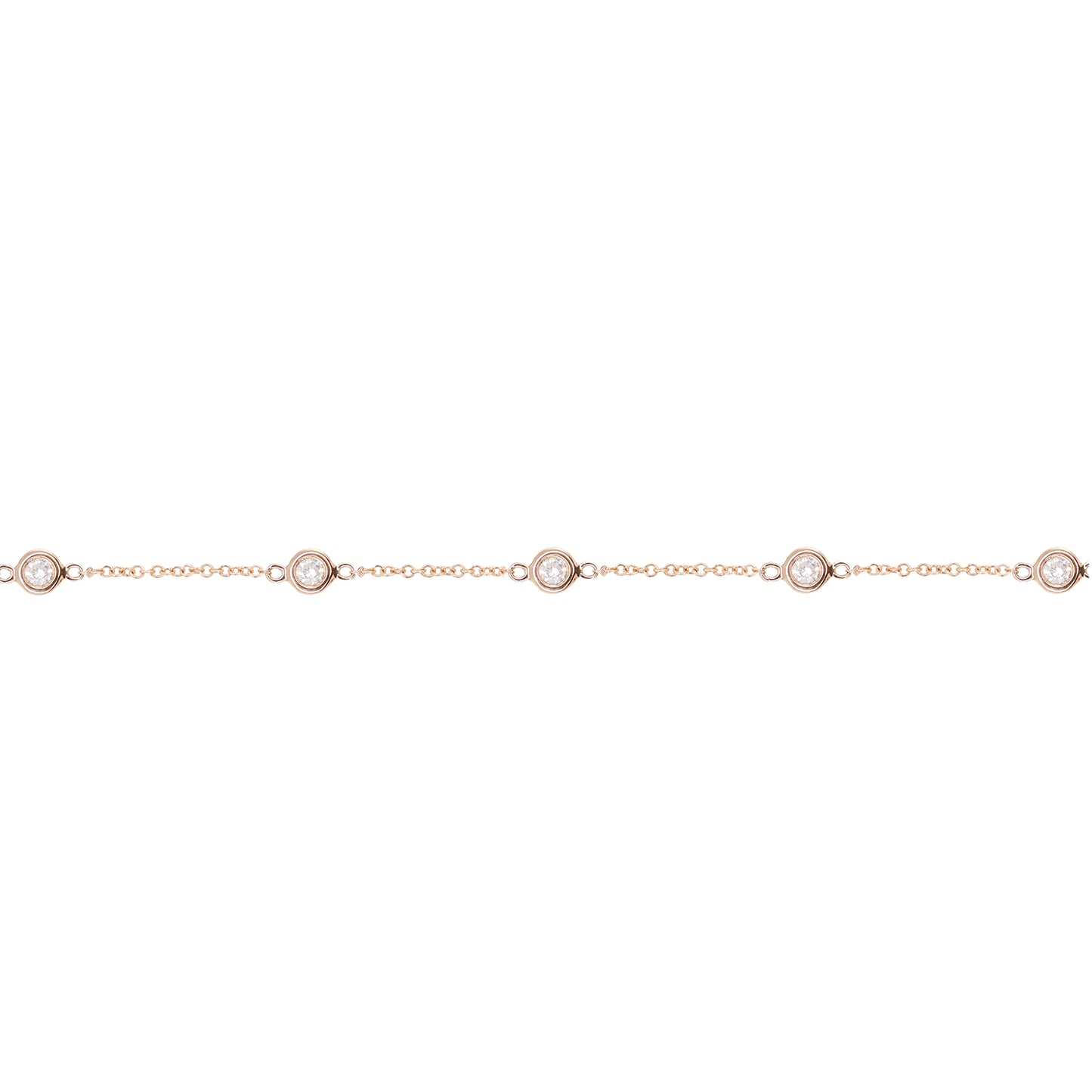 14kt gold five diamond bezel bracelet