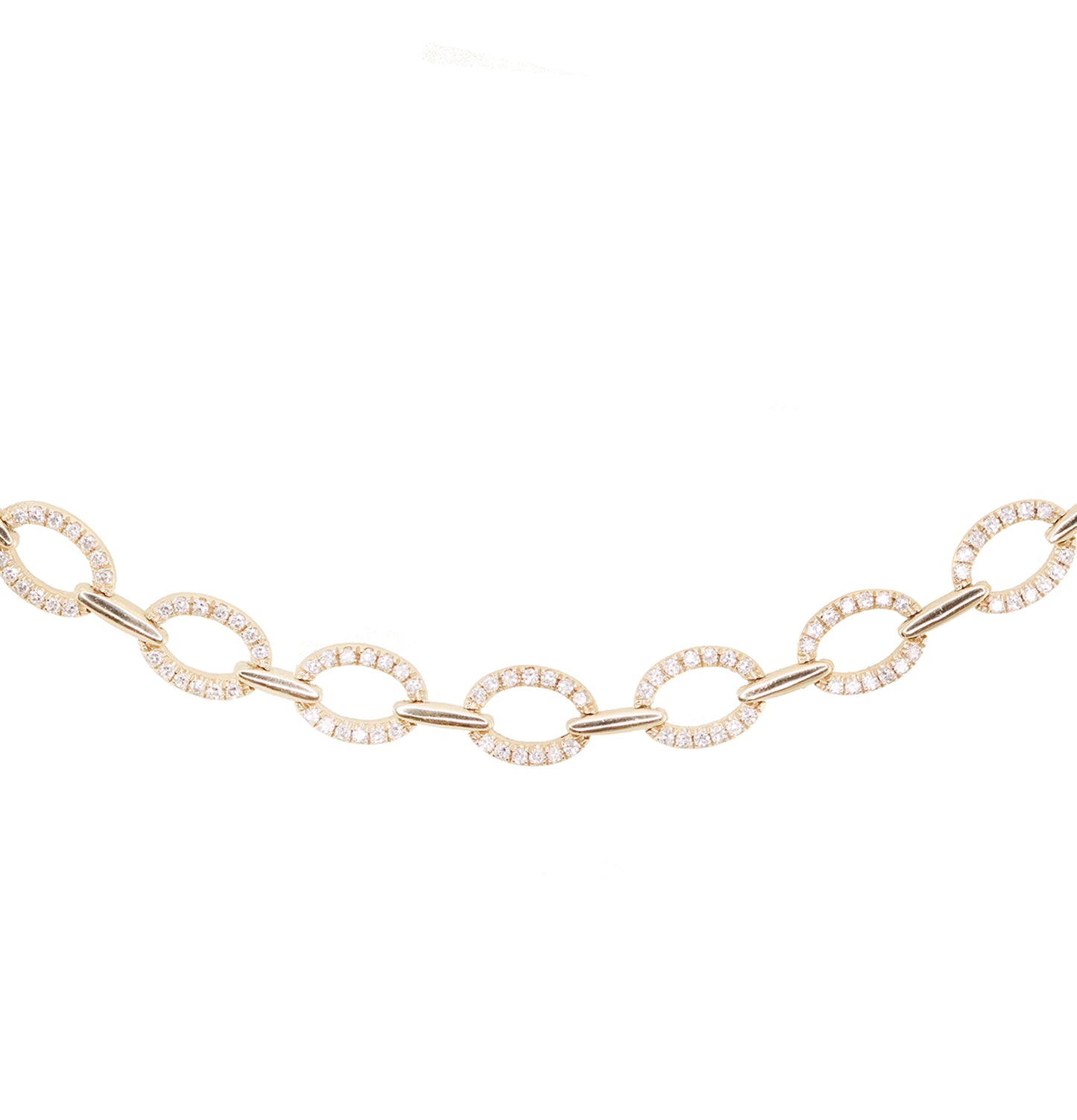 gold diamond round link necklaces