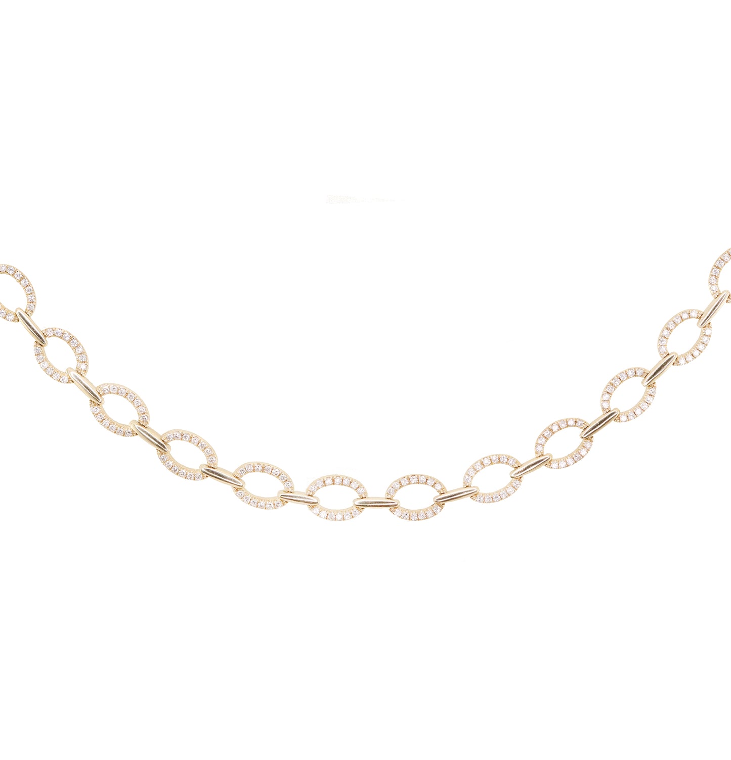 gold diamond round link necklaces