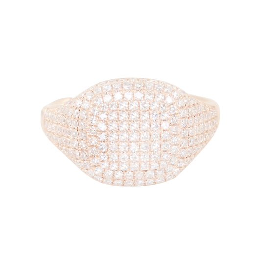 14kt rose gold full diamond pinky signet ring - Luna Skye