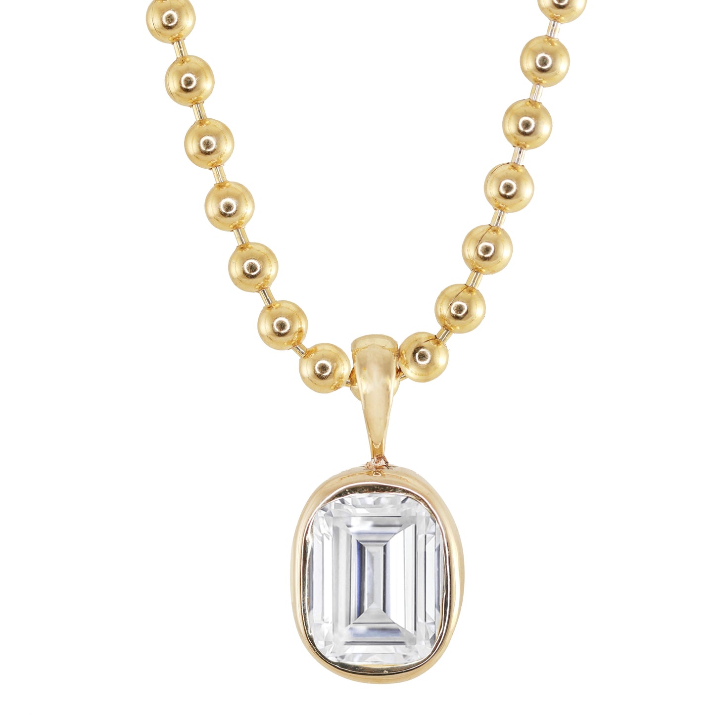 14kt gold and diamond grande oval cushion bezel necklace