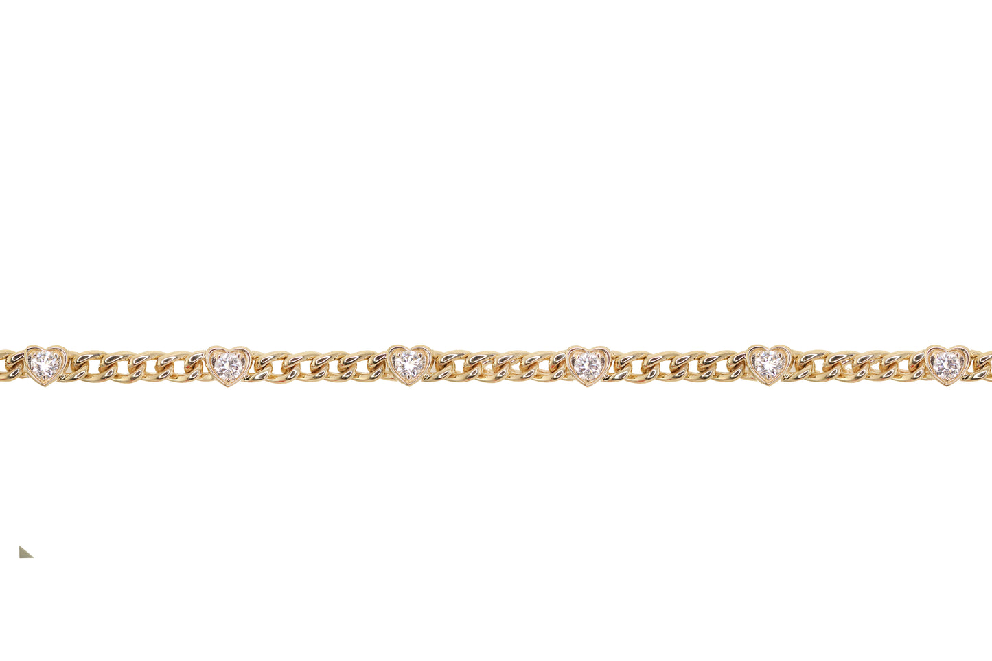14kt gold heart diamond bezel chain bracelet