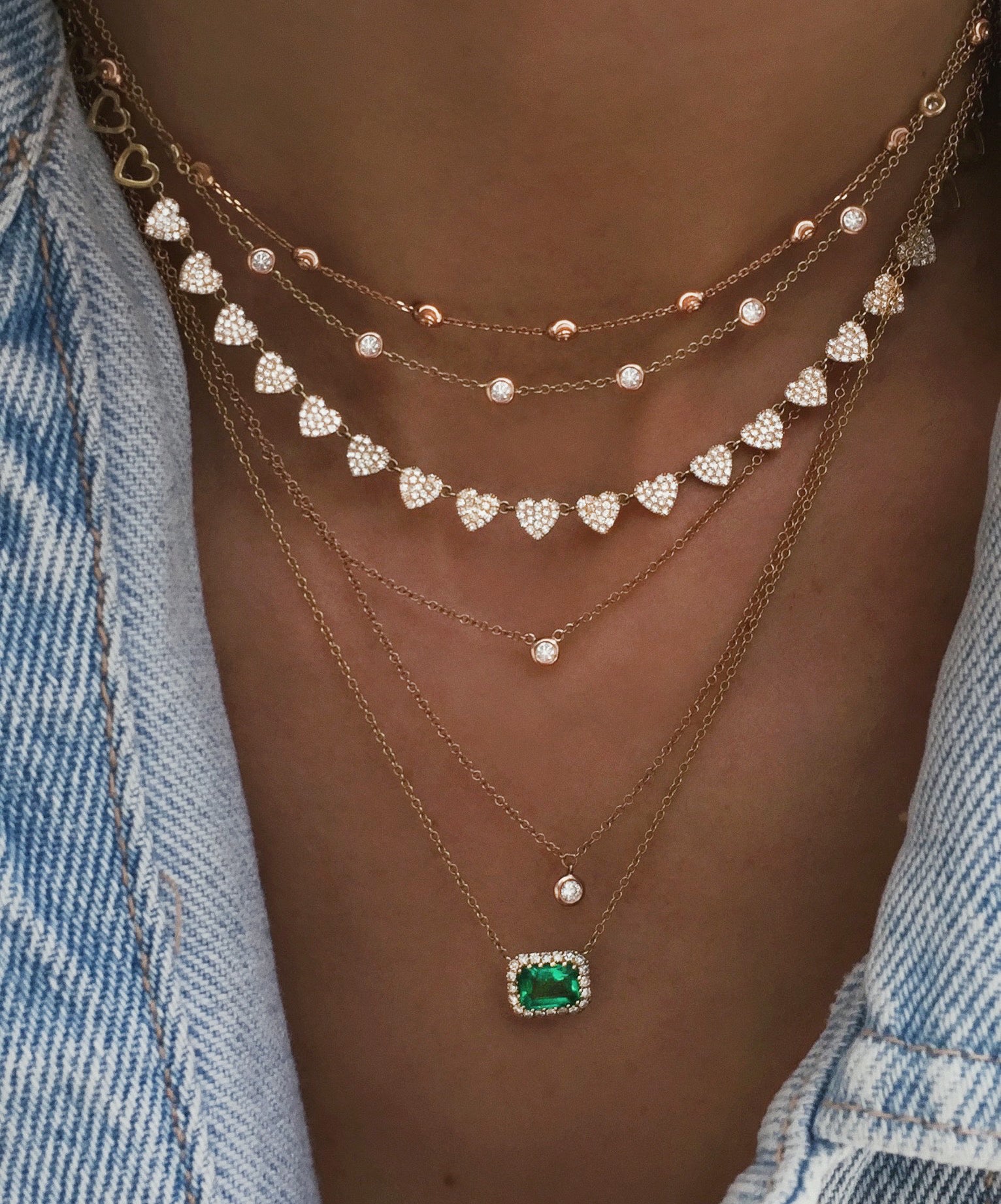 14kt gold double solitaire diamond necklace - Luna Skye