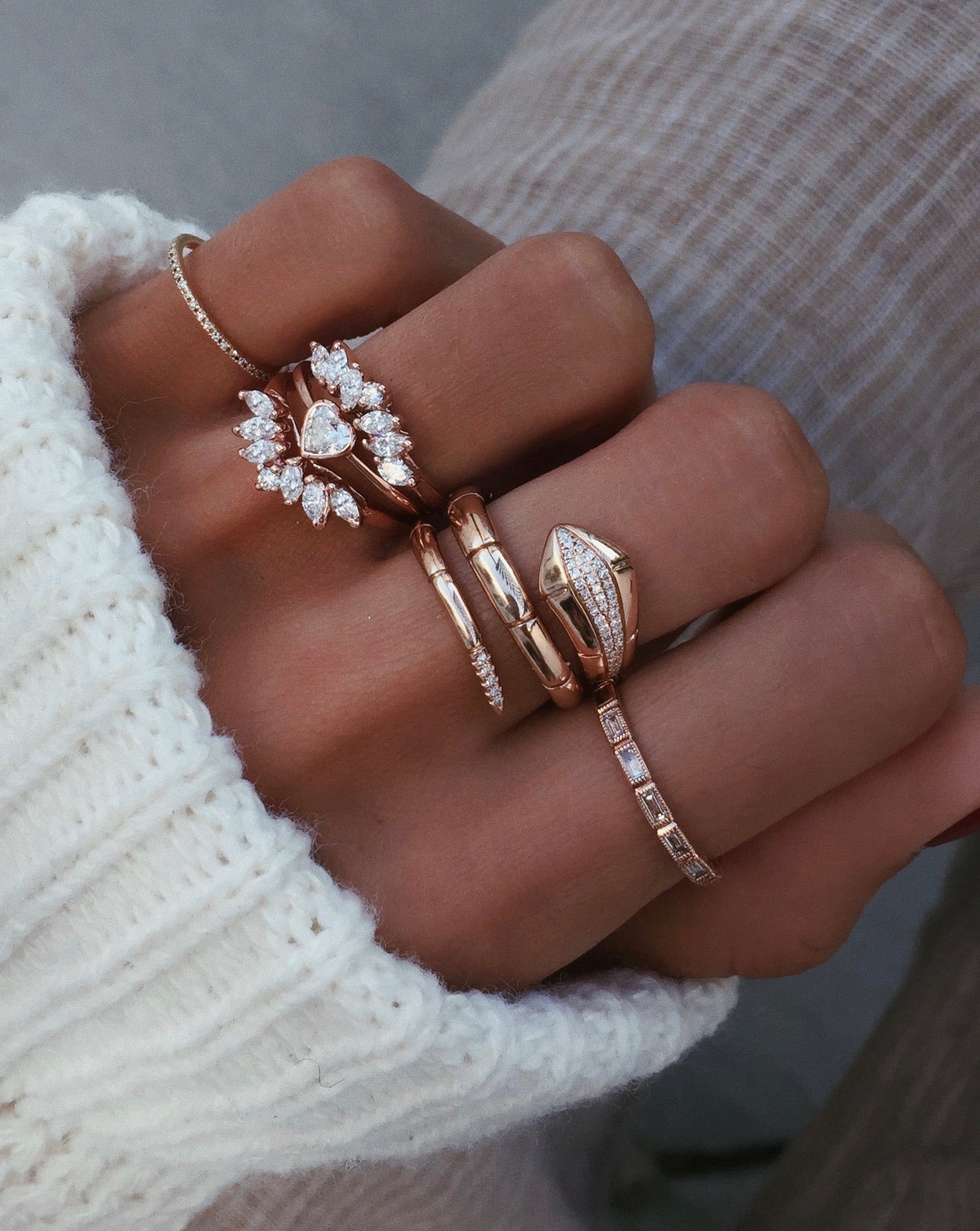 14kt gold marquise diamond ring guard - Luna Skye