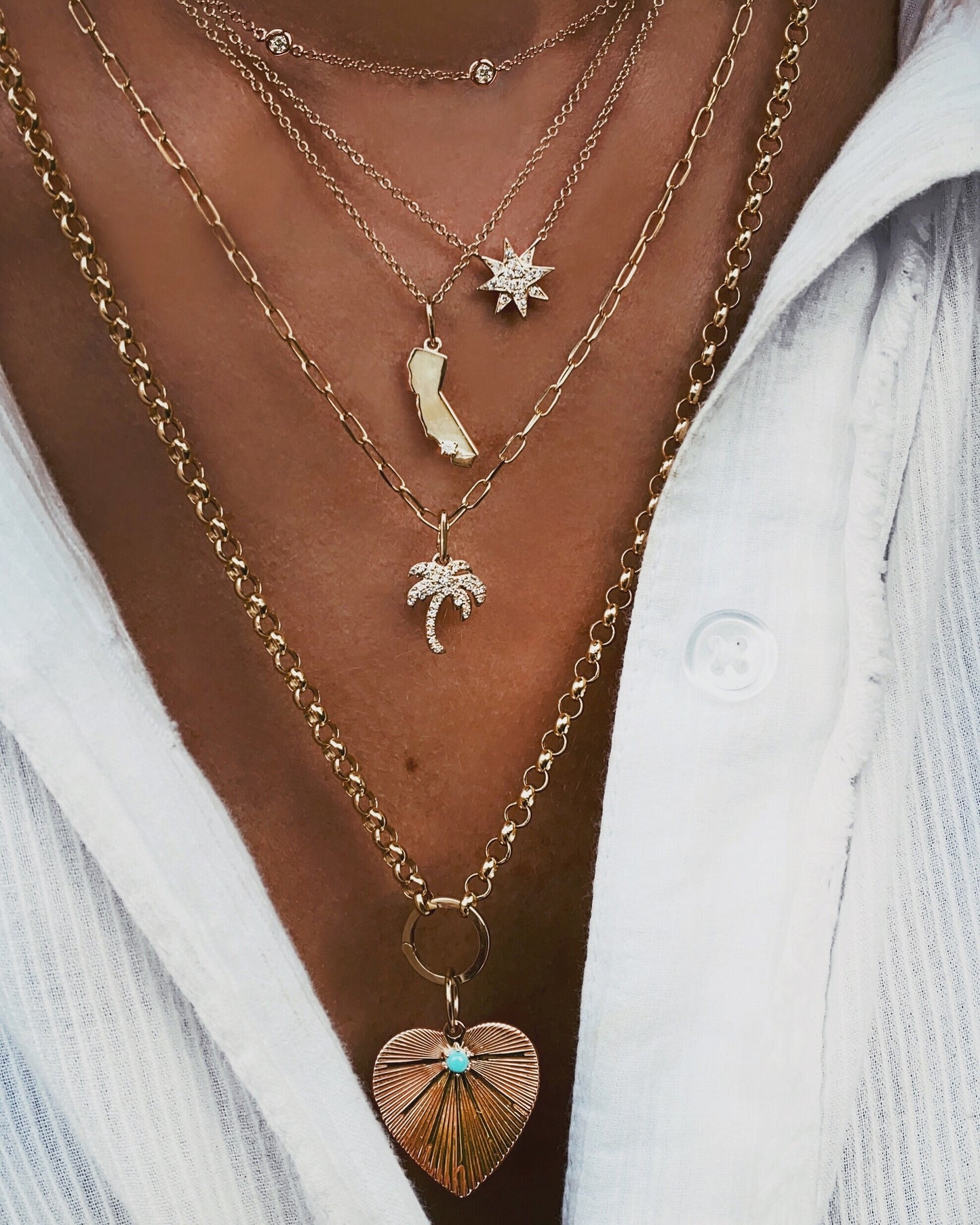 14kt gold and diamond Los Angeles Cali Love necklace