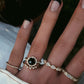 14kt gold rose cut black diamond single band hex ring