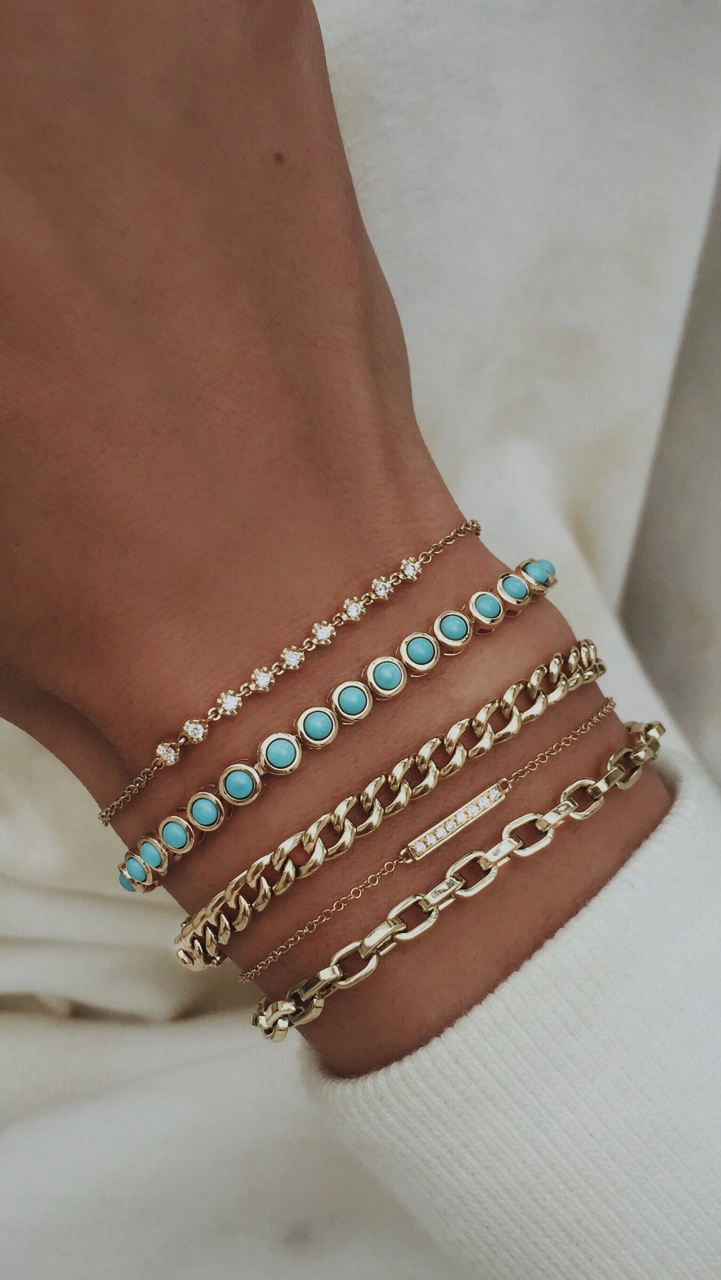 14kt gold turquoise bezel bracelet - Luna Skye