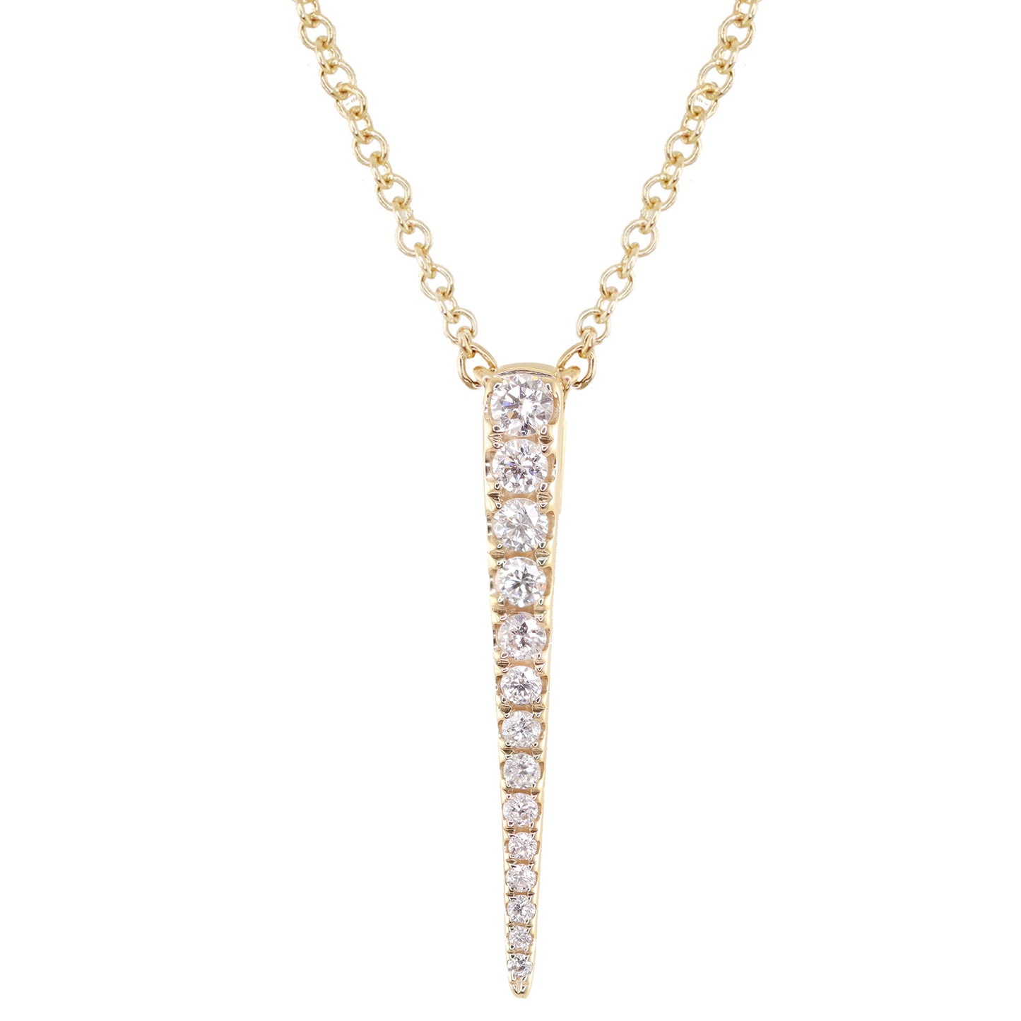 14kt gold single diamond spike necklace