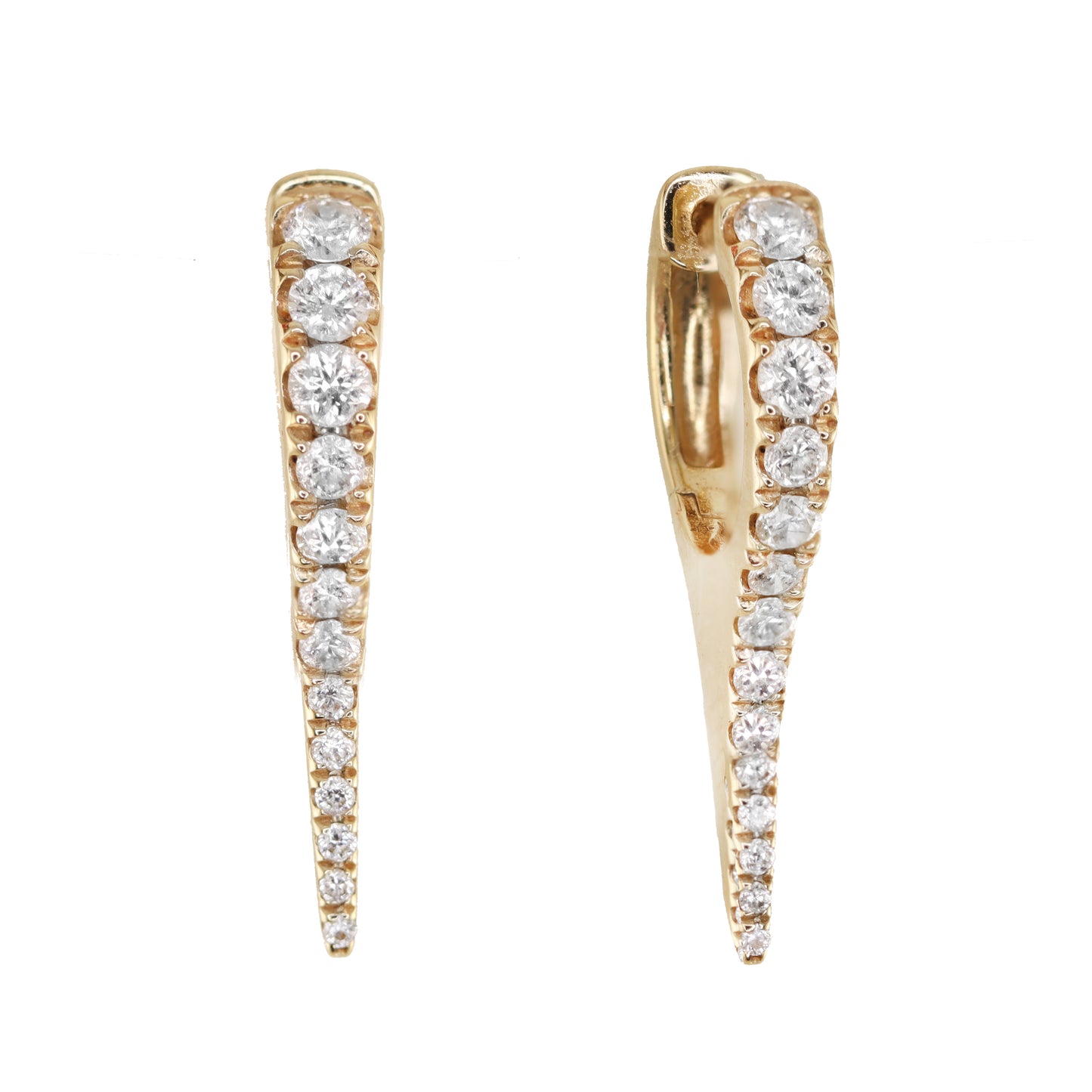 14kt gold diamond mini spike hoop