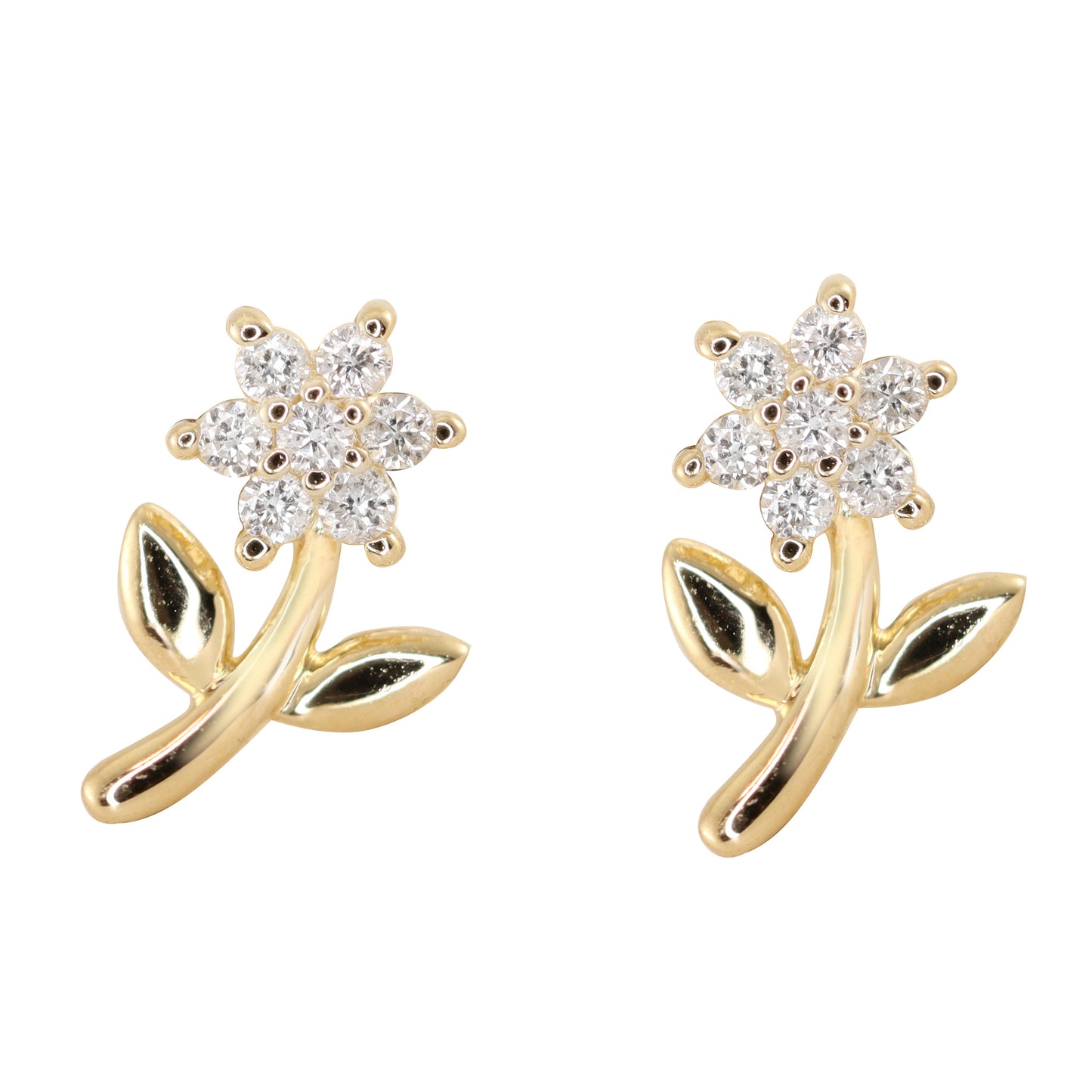 14kt gold and diamond mini flower studs