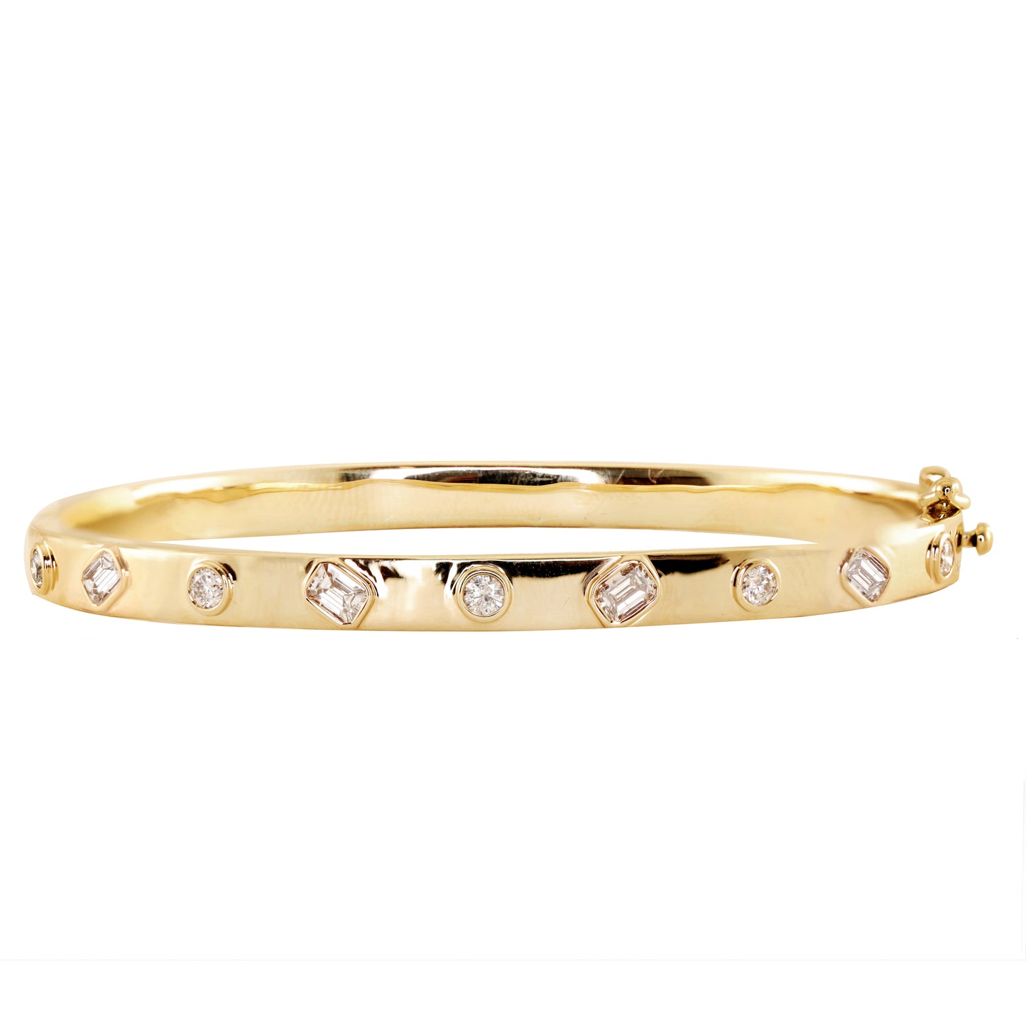 14kt gold mixed diamond cut bangle