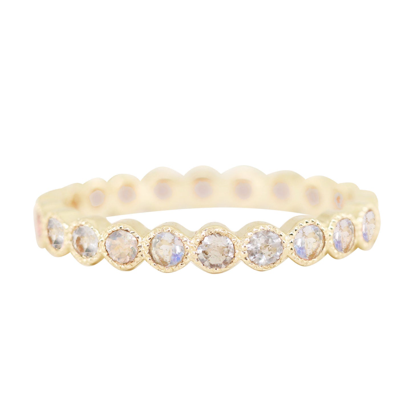 14kt gold moonstone bezel band