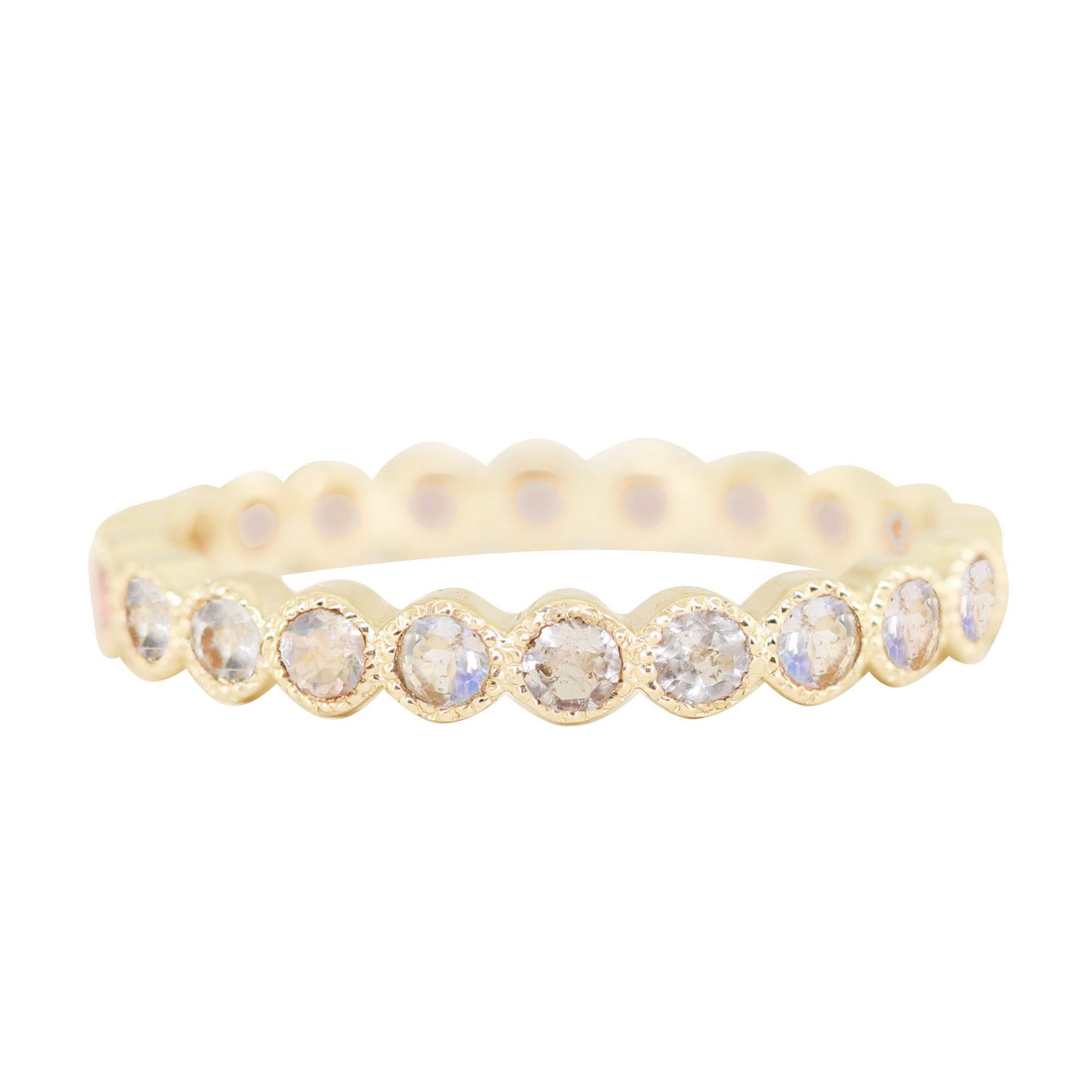 14kt gold mini moonstone bezel band