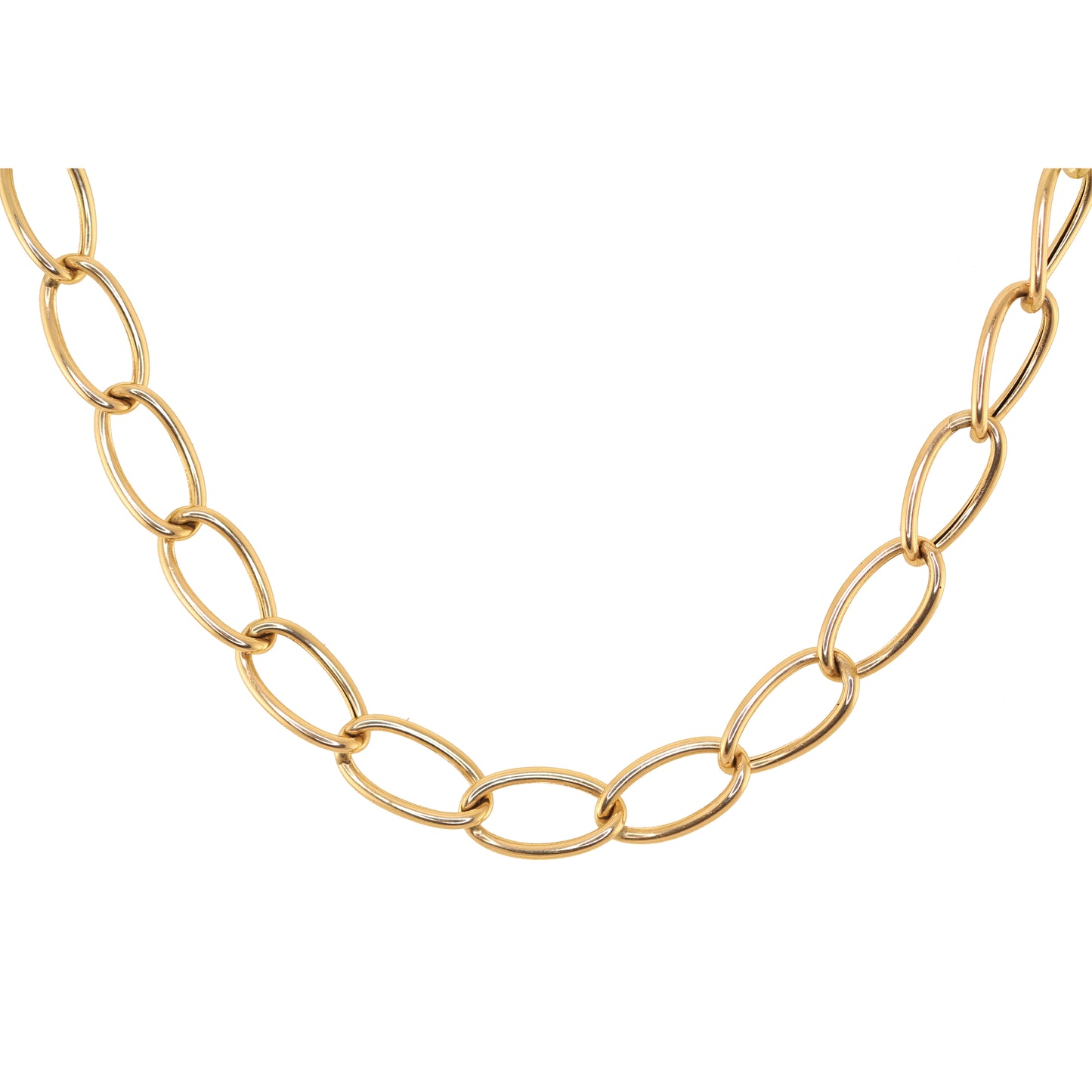 14kt gold rounded open link chain necklace