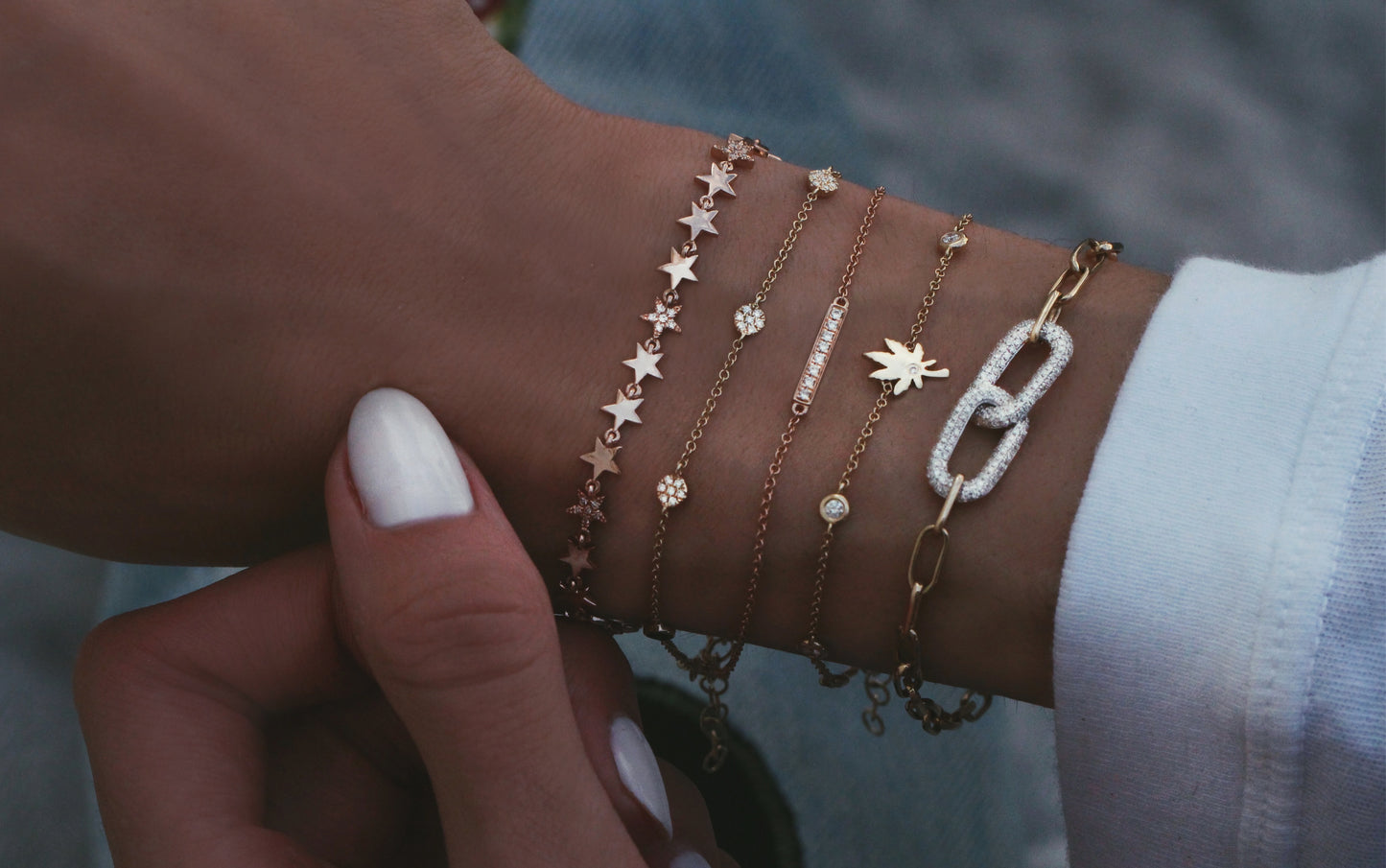 14kt gold diamond chain link bracelet - Luna Skye