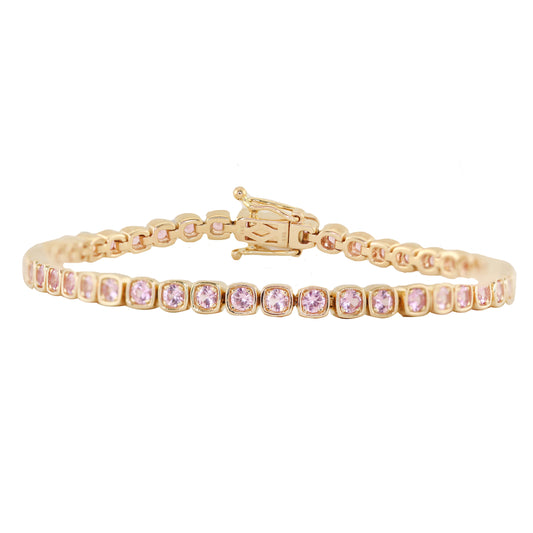 14kt gold pink sapphire box bracelet
