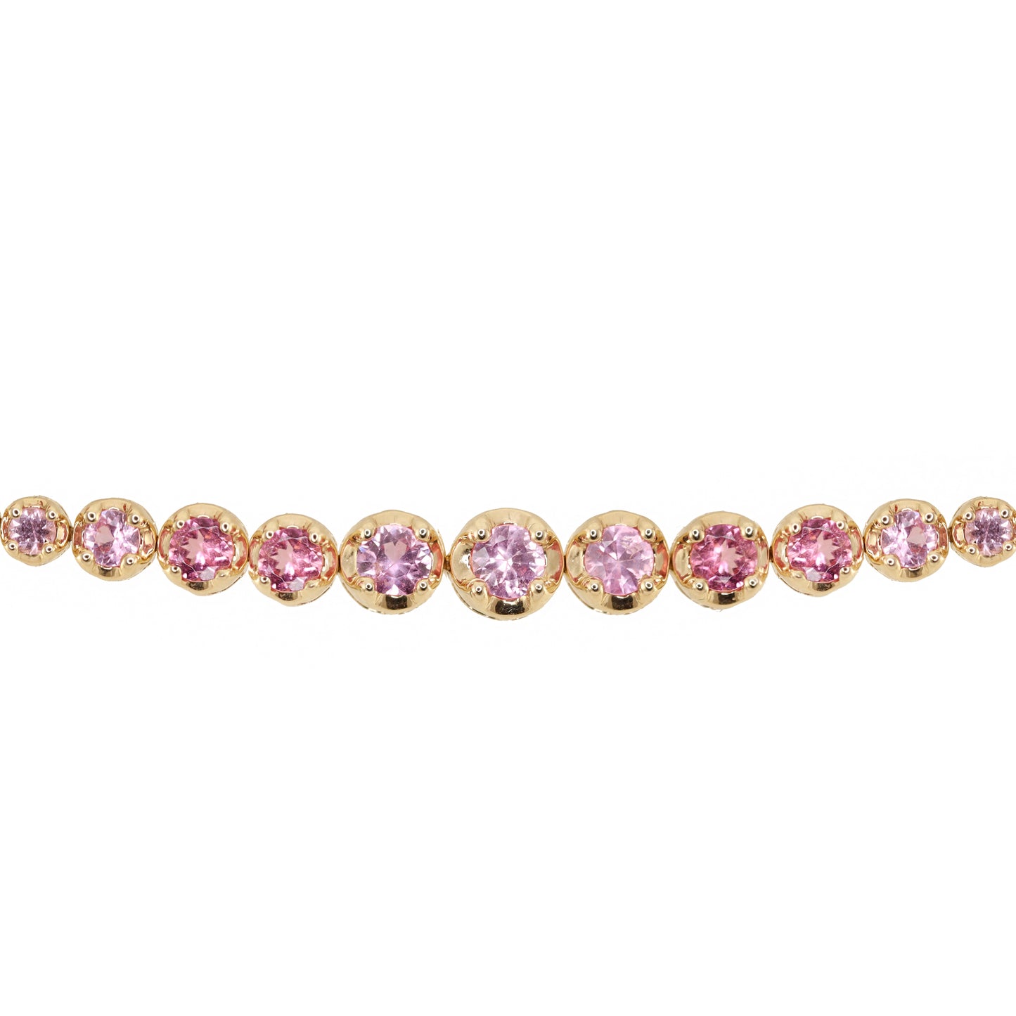 14kt gold graduated pink sapphire scalloped bracelet