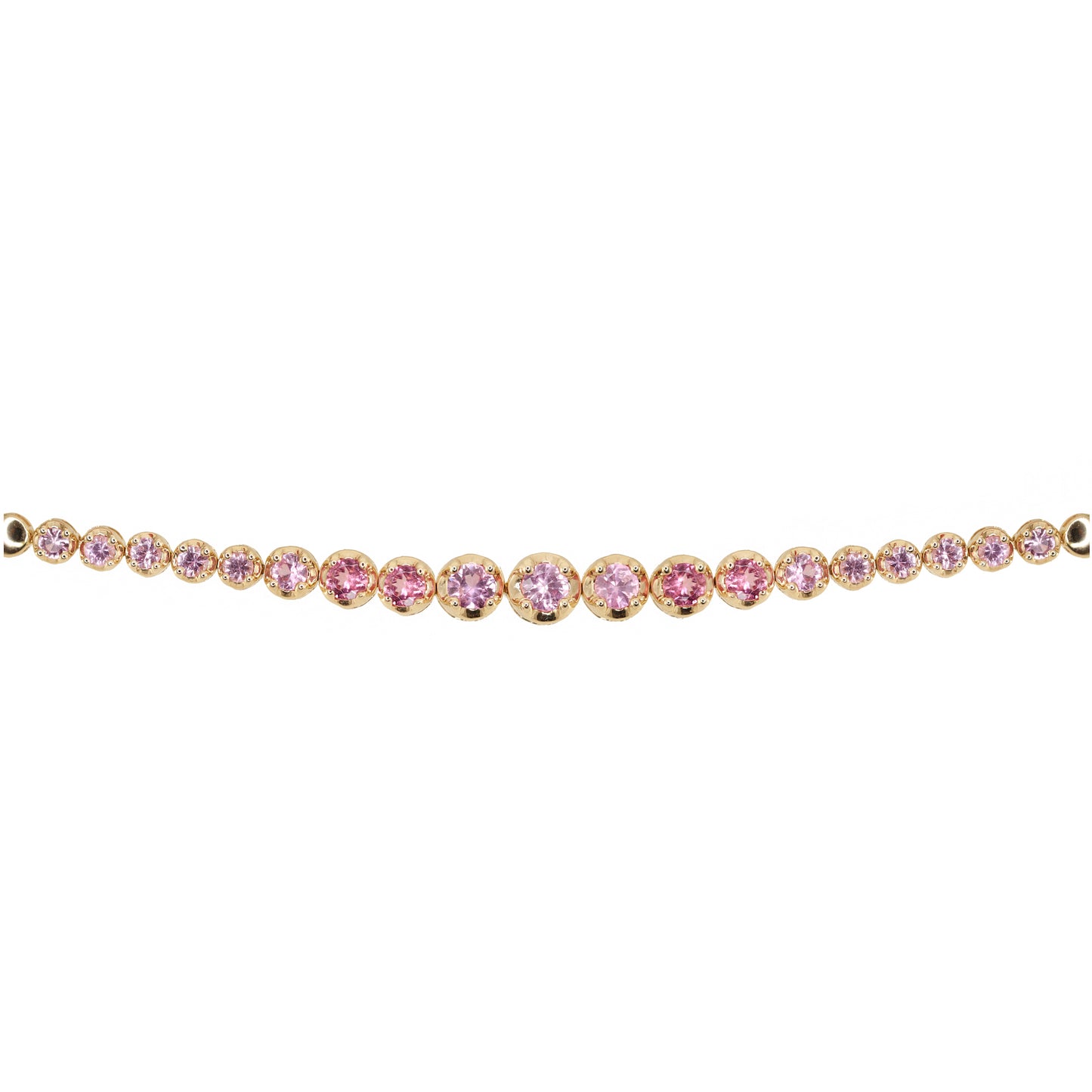 14kt gold graduated pink sapphire scalloped bracelet