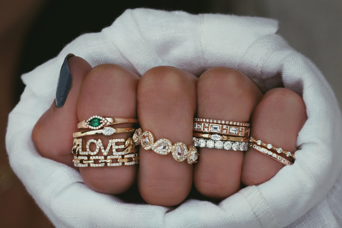 14kt gold marquise diamond rings