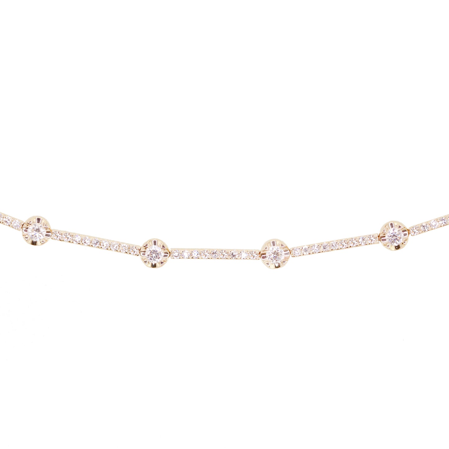14kt gold and diamond round bezel section bracelet