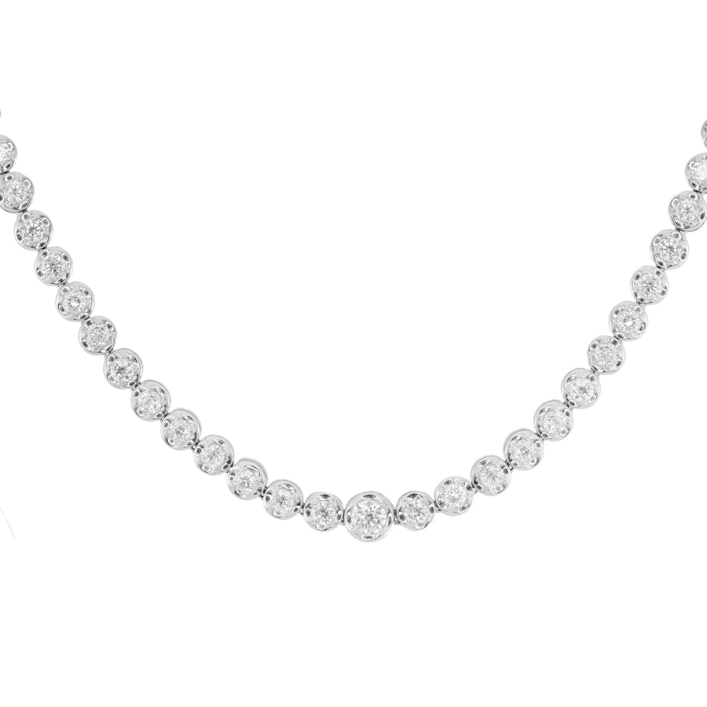 14kt gold graduated diamond scalloped bezel tennis necklace