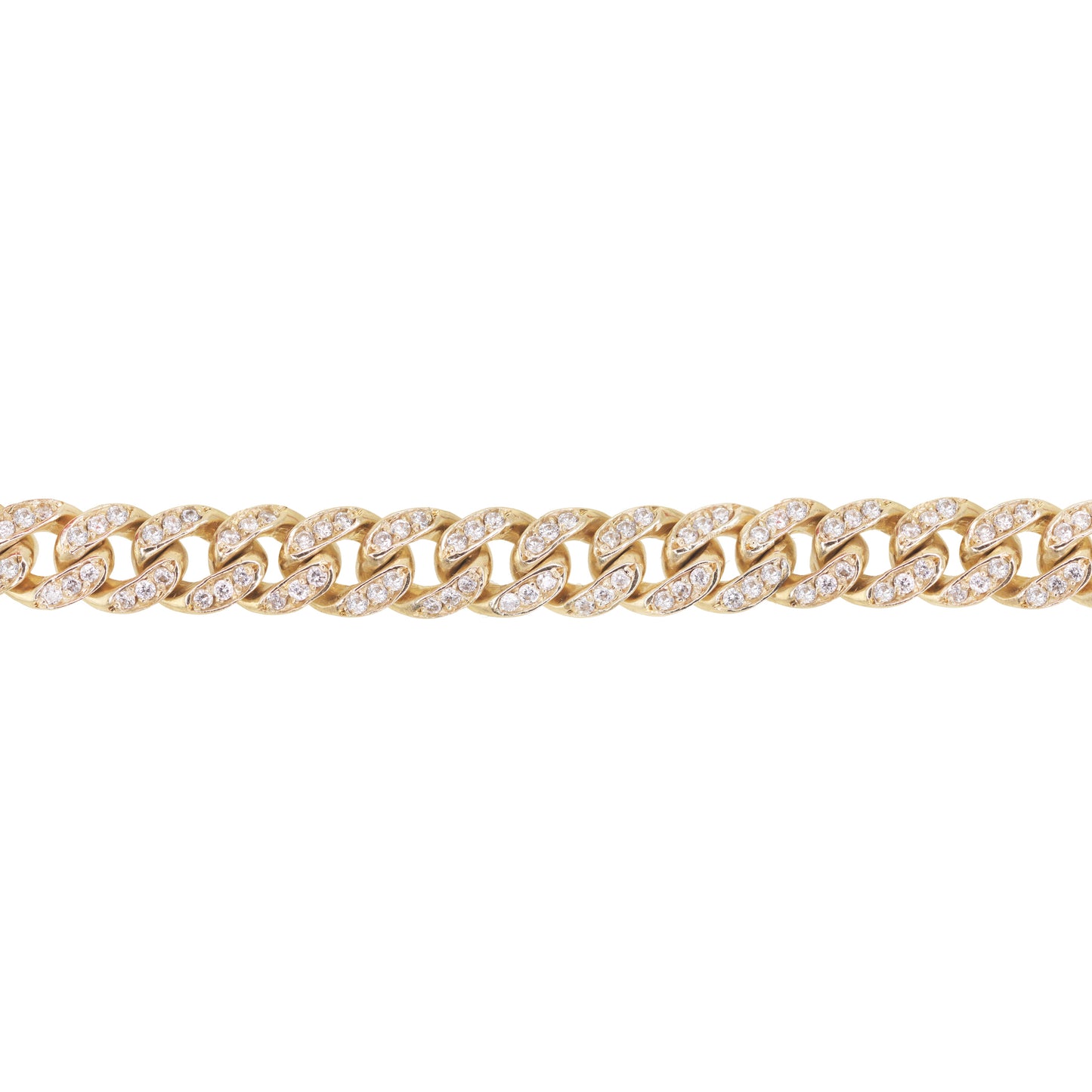 14kt gold and diamond cuban link bracelet