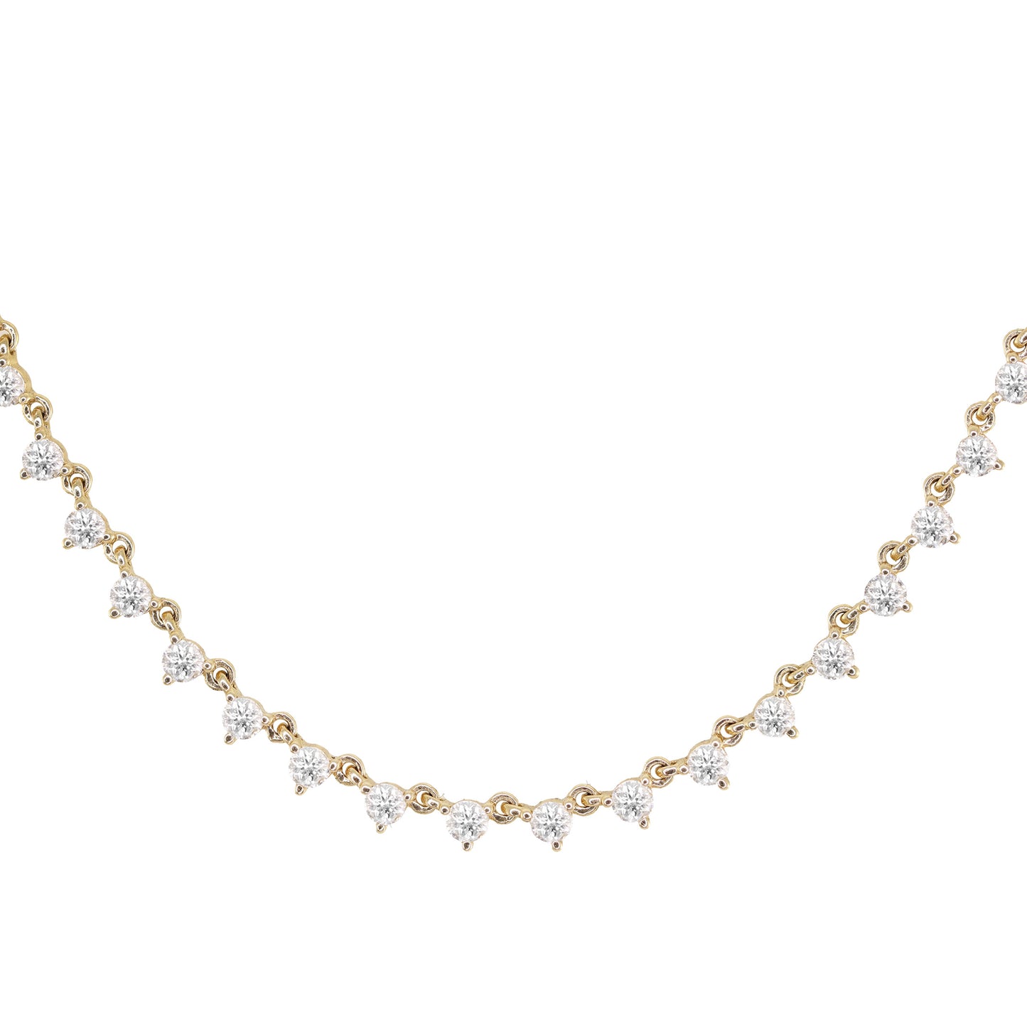 14kt gold three prong diamond choker necklace
