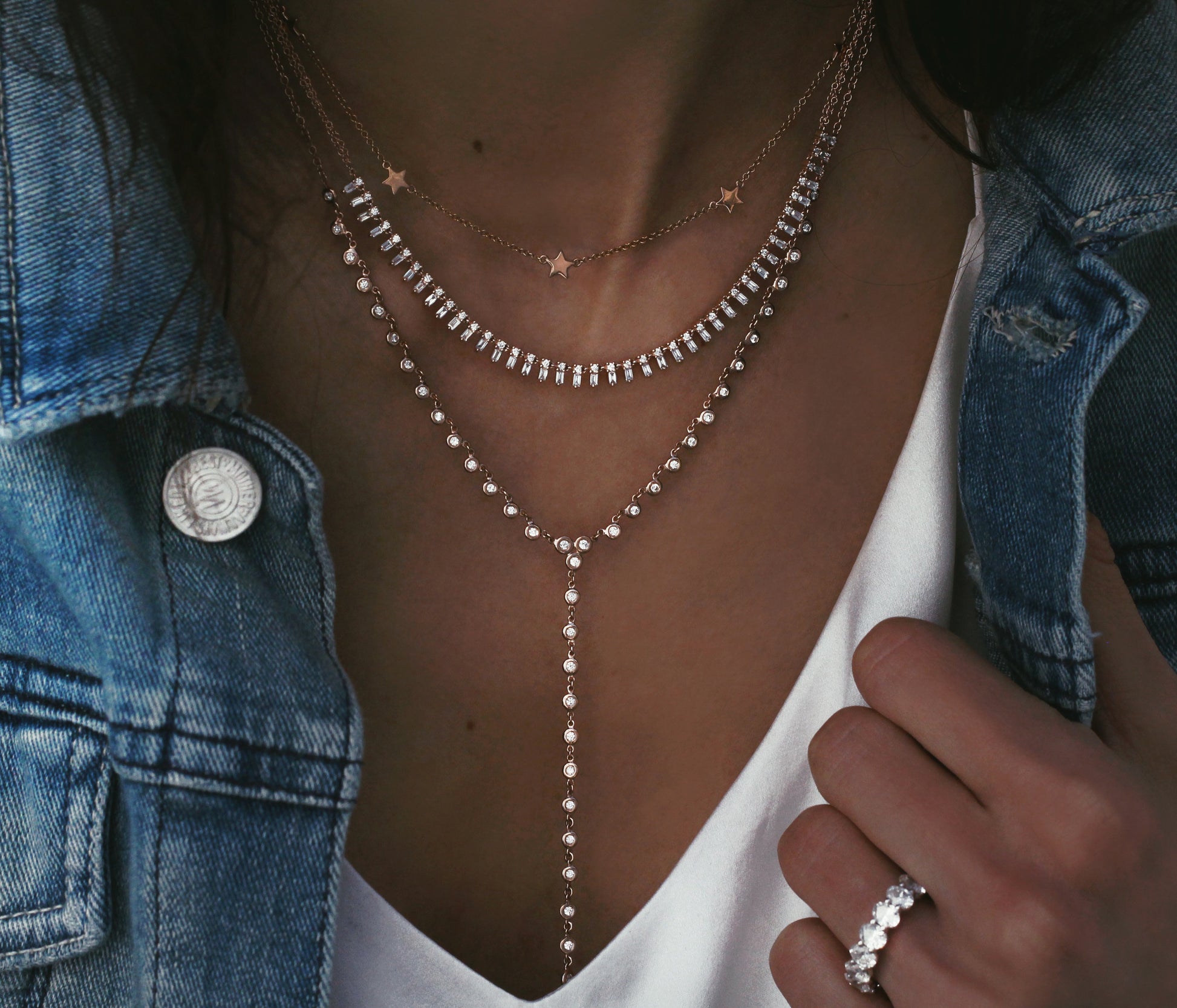 14kt gold star halo necklace - Luna Skye