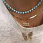 14kt gold turquoise heart bezel tennis necklace