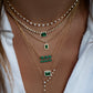 14kt gold and emerald 222 necklace