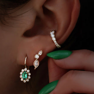 14kt gold and diamond bezel wing hoop - Luna Skye