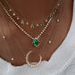 14kt gold and diamond emerald teardrop drip necklace